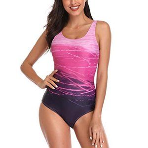 Jimilaka Women's One Piece Athletic Training Swimsuits Swimwear Bathing Suit NEW